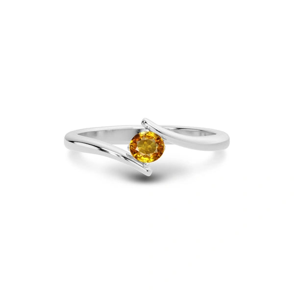 Yellow Sapphire Platinum Ring R2