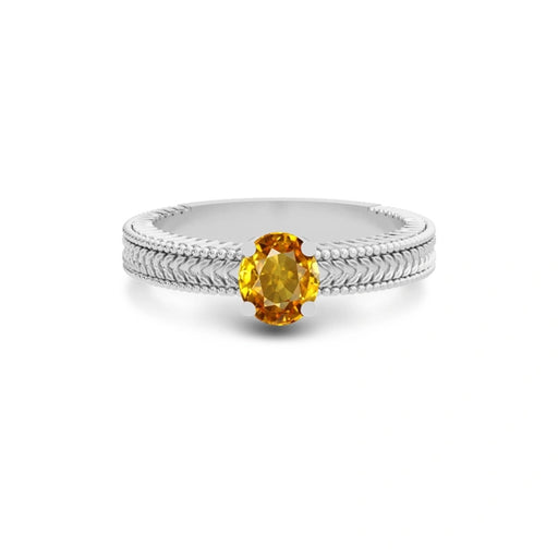 Yellow Sapphire Platinum Ring R3