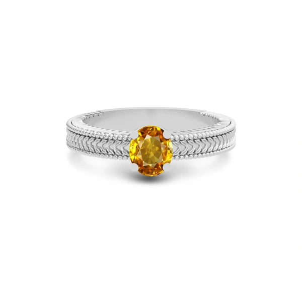 Yellow Sapphire Platinum Ring R3