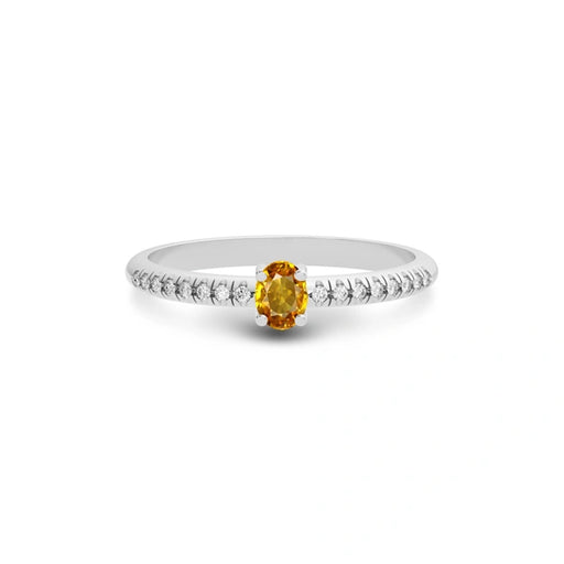 Yellow Sapphire Platinum Ring R4