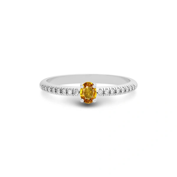 Yellow Sapphire Platinum Ring R4