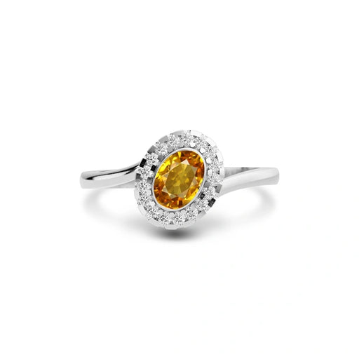Yellow Sapphire Platinum Ring R5