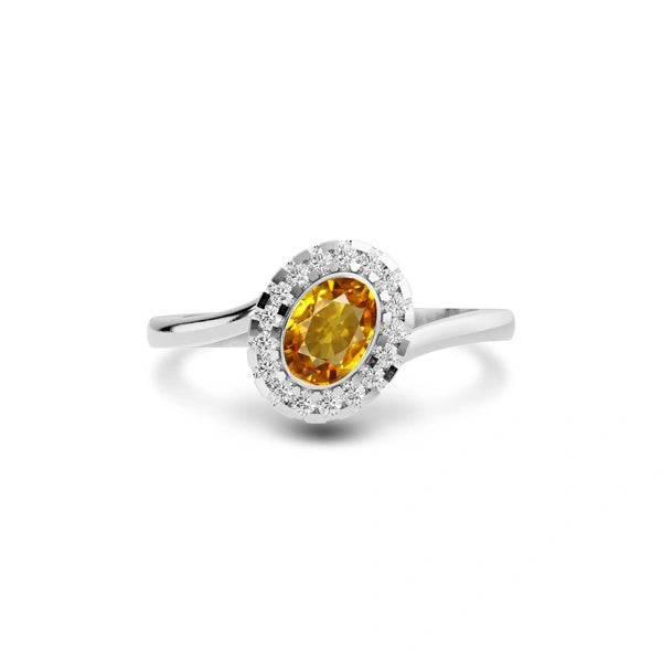 Yellow Sapphire Platinum Ring R5