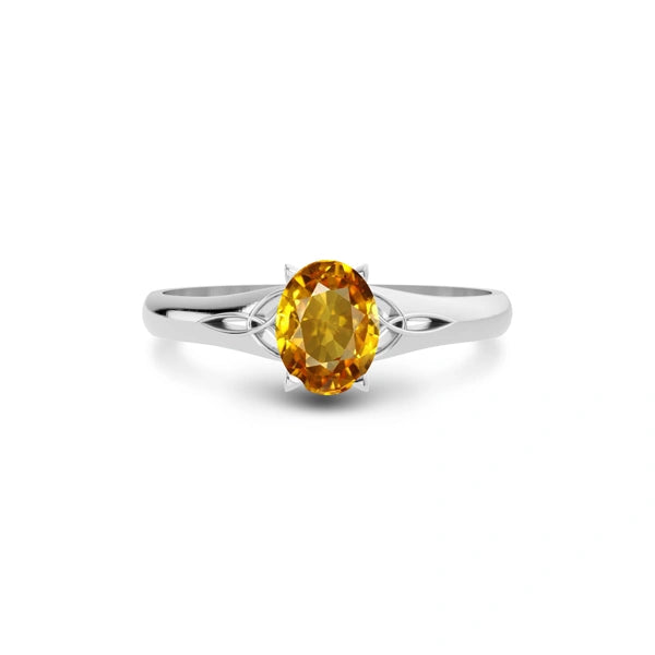 Yellow Sapphire Platinum Ring R6