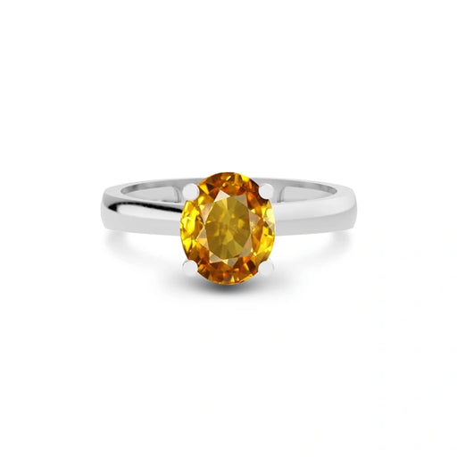 Yellow Sapphire Platinum Ring R7