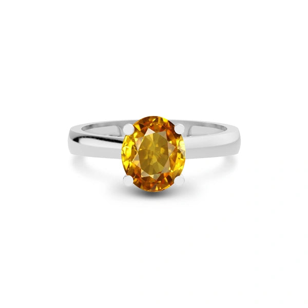 Yellow Sapphire Platinum Ring R7