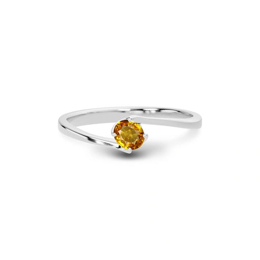 Yellow Sapphire Platinum Ring R8
