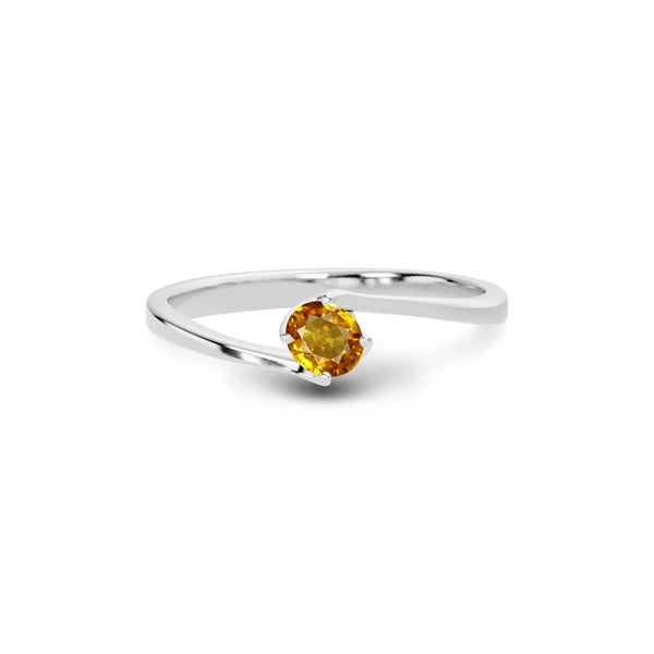 Yellow Sapphire Platinum Ring R8
