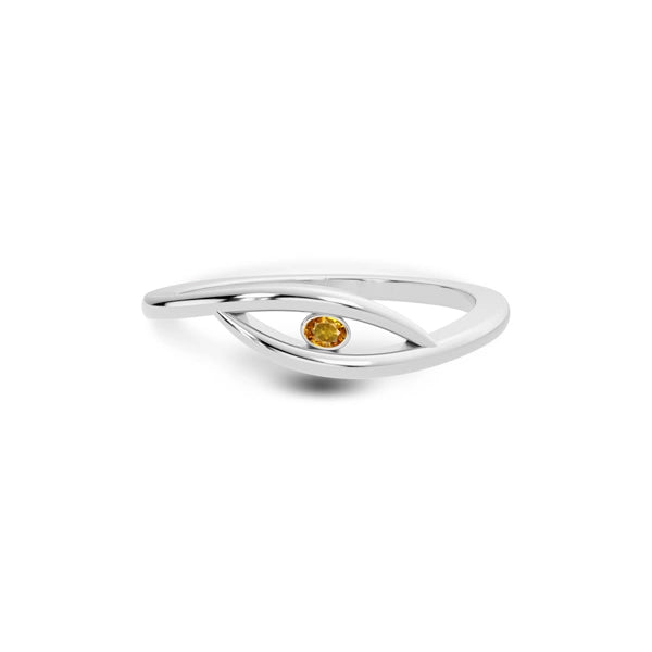 Yellow Sapphire Platinum Ring R9