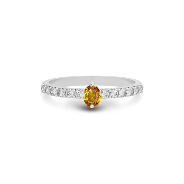 Yellow Sapphire Platinum Ring R20