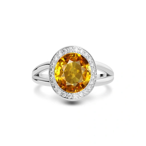 Yellow Sapphire Platinum Ring R21