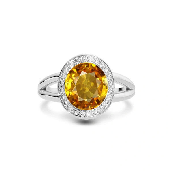 Yellow Sapphire Platinum Ring R21