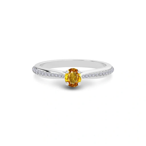 Yellow Sapphire Platinum Ring R25