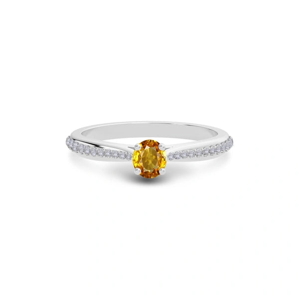 Yellow Sapphire Platinum Ring R25