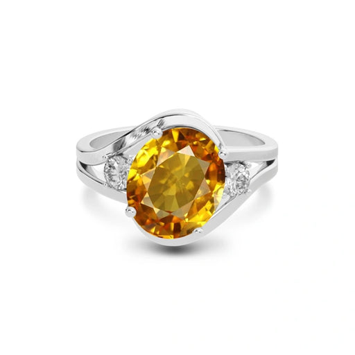 Yellow Sapphire Platinum Ring R26