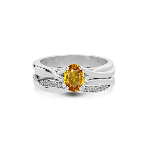 Yellow Sapphire Platinum Ring R27