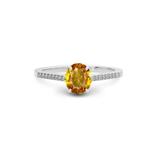 Yellow Sapphire Platinum Ring R28