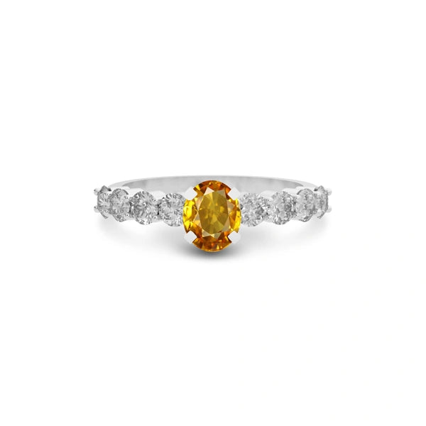Yellow Sapphire Platinum Ring R29