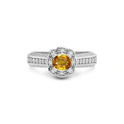 Yellow Sapphire Platinum Ring R30