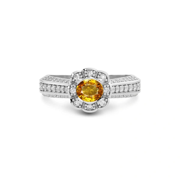 Yellow Sapphire Platinum Ring R30