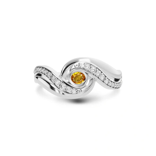Yellow Sapphire Platinum Ring R32