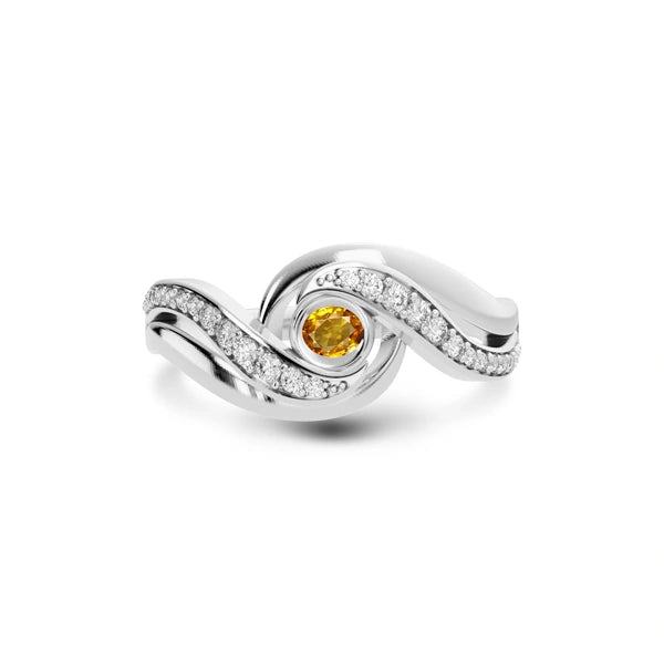 Yellow Sapphire Platinum Ring R32