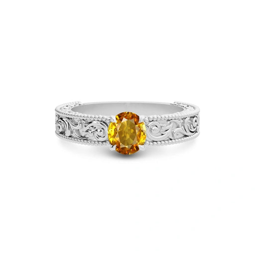 Yellow Sapphire Platinum Ring R33