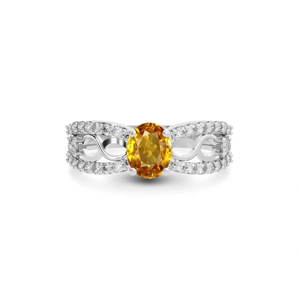 Yellow Sapphire Platinum Ring R34