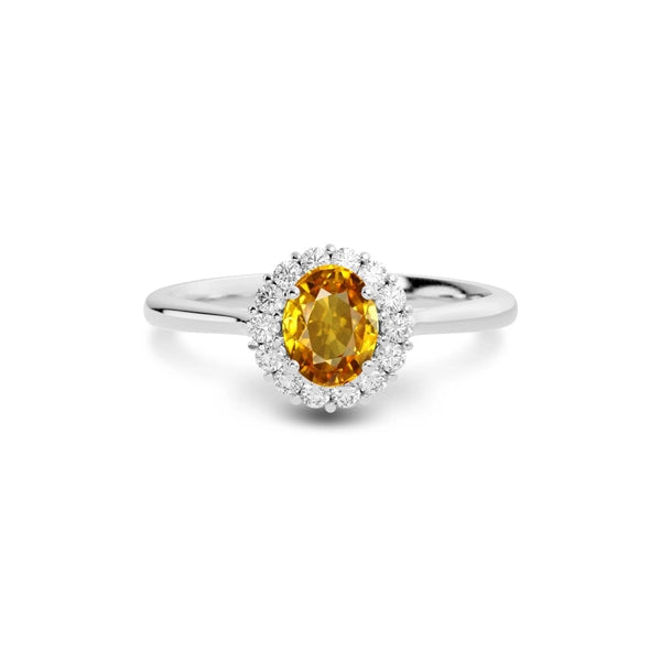 Yellow Sapphire Platinum Ring R35