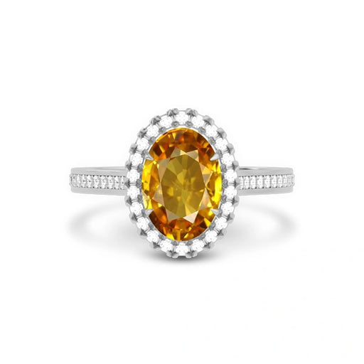 Yellow Sapphire Platinum Ring R40