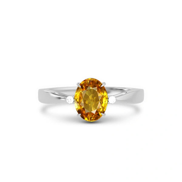 Yellow Sapphire Platinum Ring R42