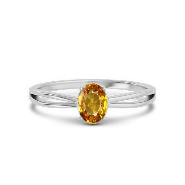 Yellow Sapphire Platinum Ring R43