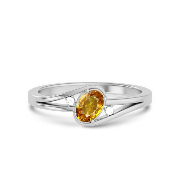Yellow Sapphire Platinum Ring R44