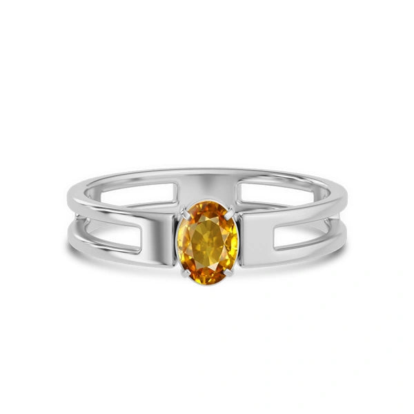 Yellow Sapphire Platinum Ring R45