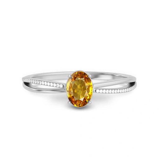 Yellow Sapphire Platinum Ring R47