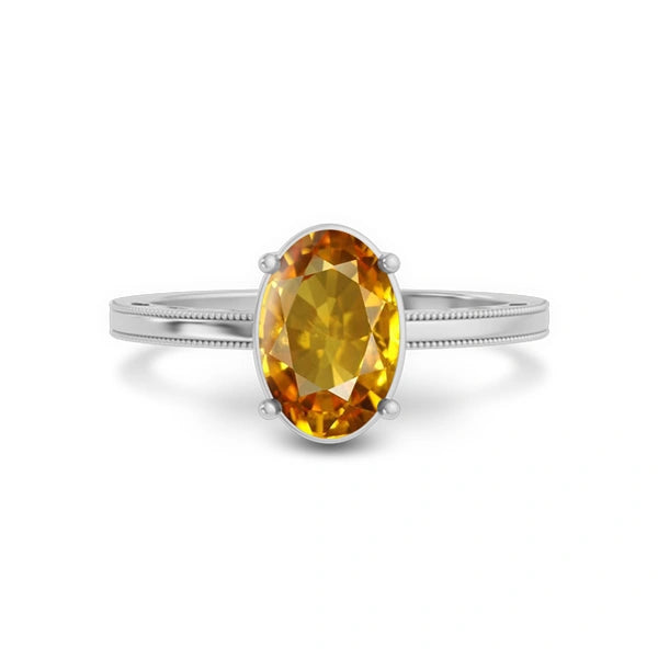 Yellow Sapphire Platinum Ring R48