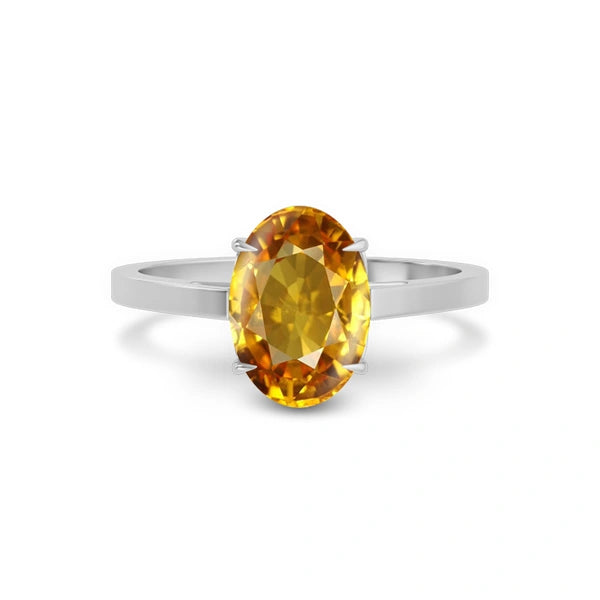 Yellow Sapphire Platinum Ring R49