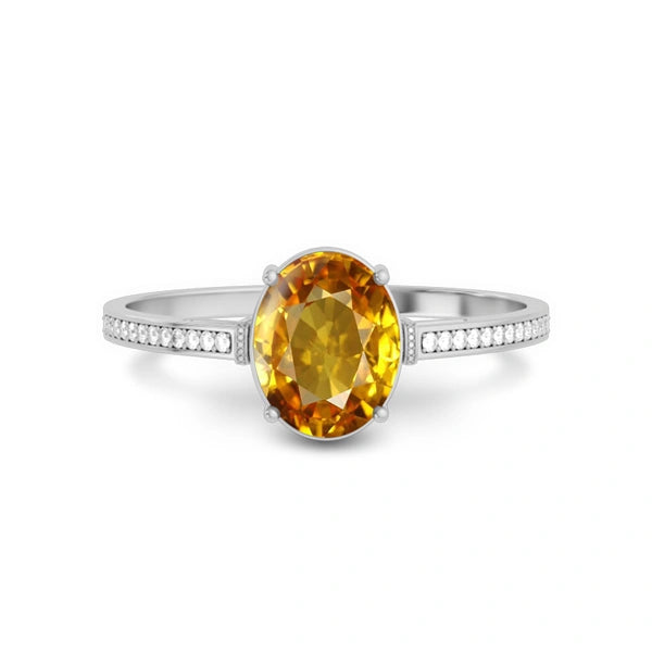 Yellow Sapphire Platinum Ring R50