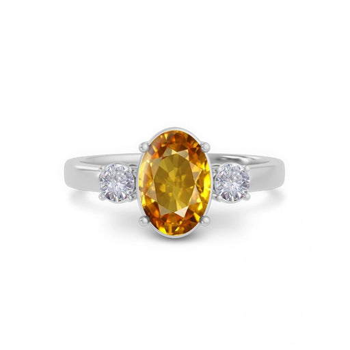 Yellow Sapphire Platinum Ring R51