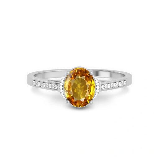 Yellow Sapphire Platinum Ring R53
