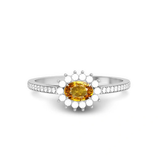 Yellow Sapphire Platinum Ring R55