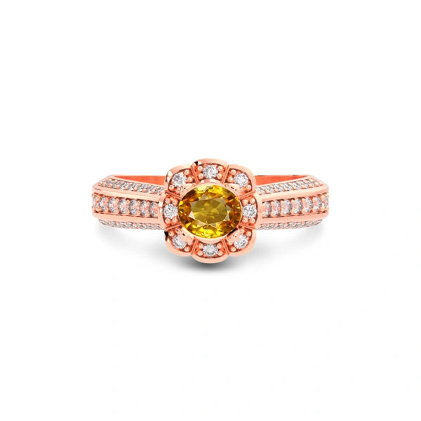 Yellow Sapphire Rose Gold Ring R30