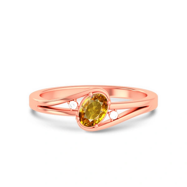 Yellow Sapphire Rose Gold Ring R44