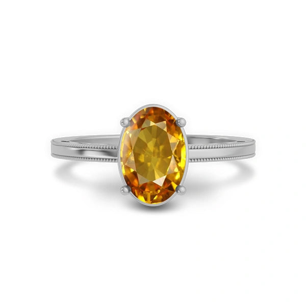 Yellow Sapphire Sterling Silver Ring R48
