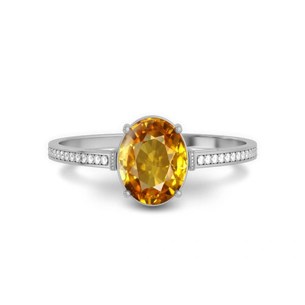 Yellow Sapphire Sterling Silver Ring R50