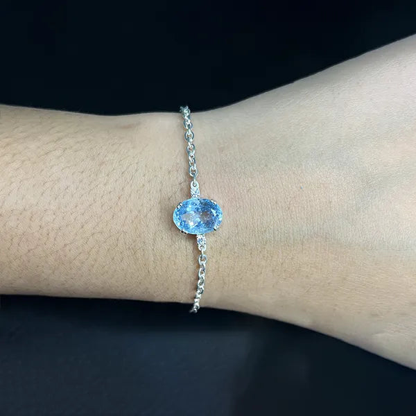 Blue Topaz Silver Rakhi - RK-1BT