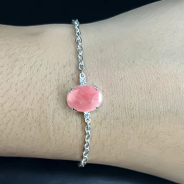Rose Quartz Silver Rakhi - RK-1RQ