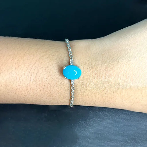 Turquoise (Firoza) Silver Rakhi - RK-1TS