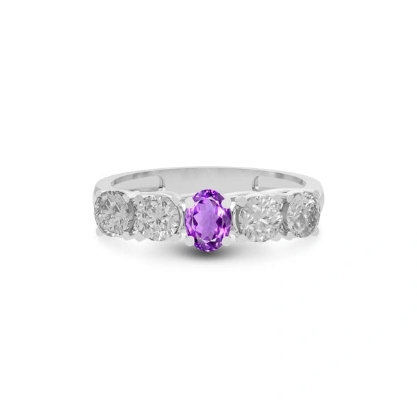 Amethyst Platinum Ring R10