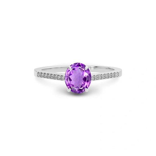 Amethyst Platinum Ring R28